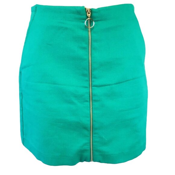 Zara Trafaluc Mini Skirt Textured Green Zip Up Size Small - Picture 2 of 8